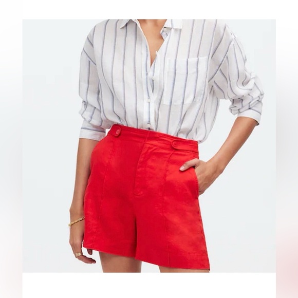 Madewell Pants - Madewell High Waist Red Women's Shorts NEW NWT